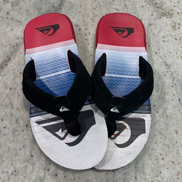 Boys Quicksilver Flip Flops sz4 - Picture 1 of 4